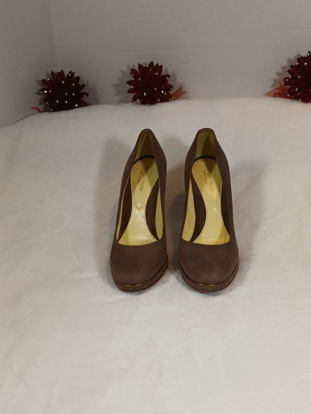 Sergio Rossi Brown Suede Platform Pumps - Women Sz 38.5